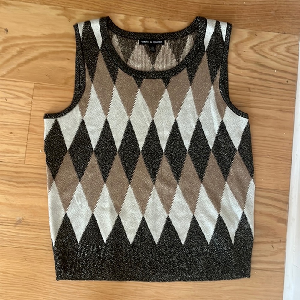 Metallic Argyle sweater vest